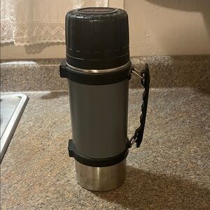 Thermos Stainless Steel Flask with Black Lid